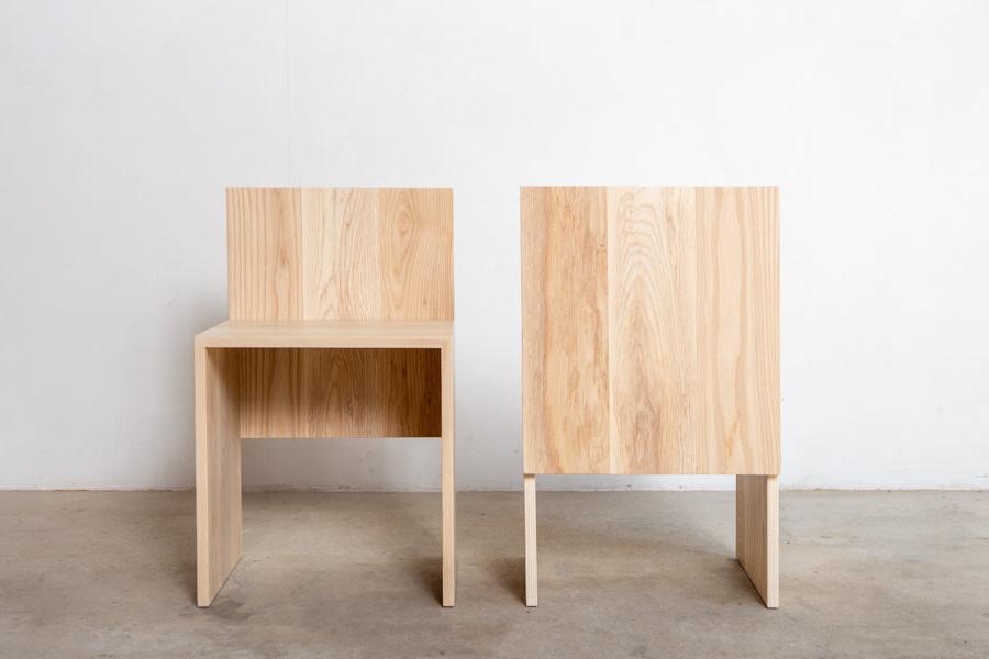 solid ash wood dining chairs: front and back